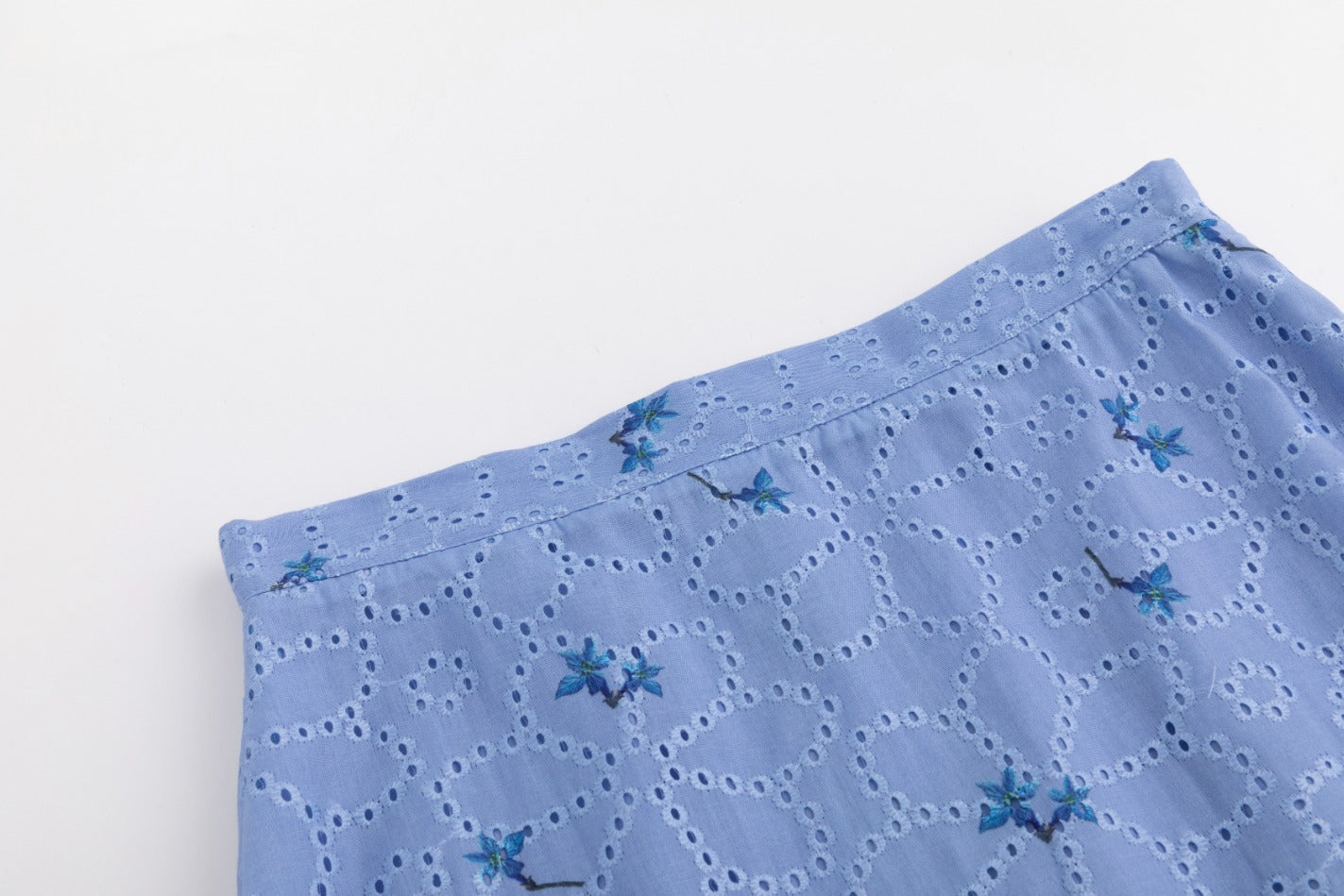 Eyelet Floral Skirt - Blue
