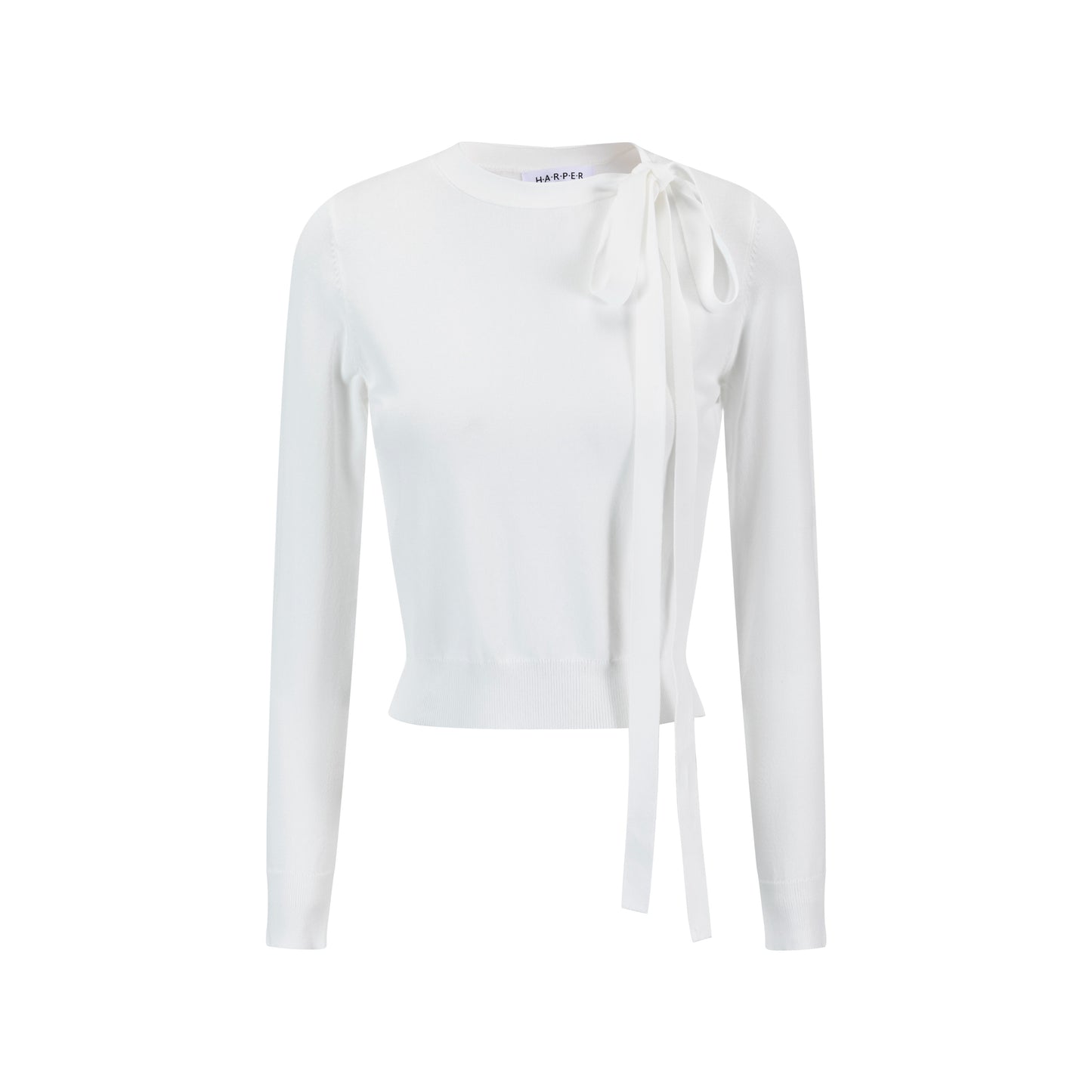 Knit Top With Bow - White