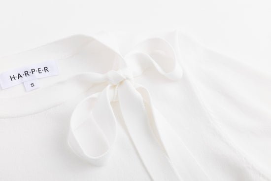 Knit Top With Bow - White