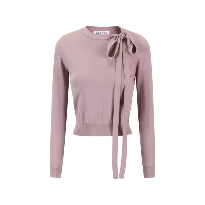 Knit Top With Bow - Mauve