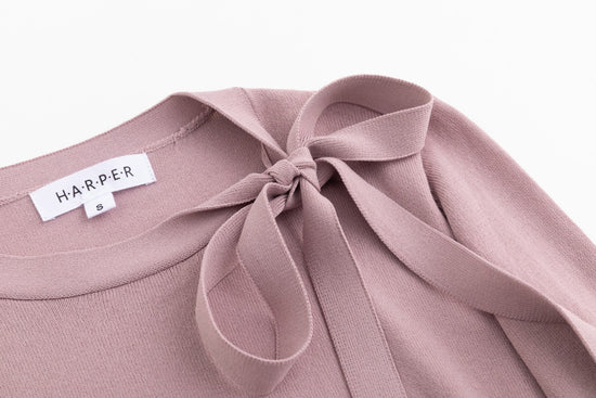 Knit Top With Bow - Mauve