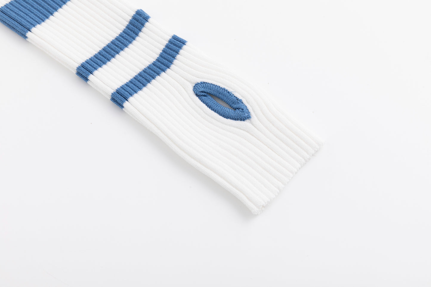 Blue And White Ribbed Knit Top