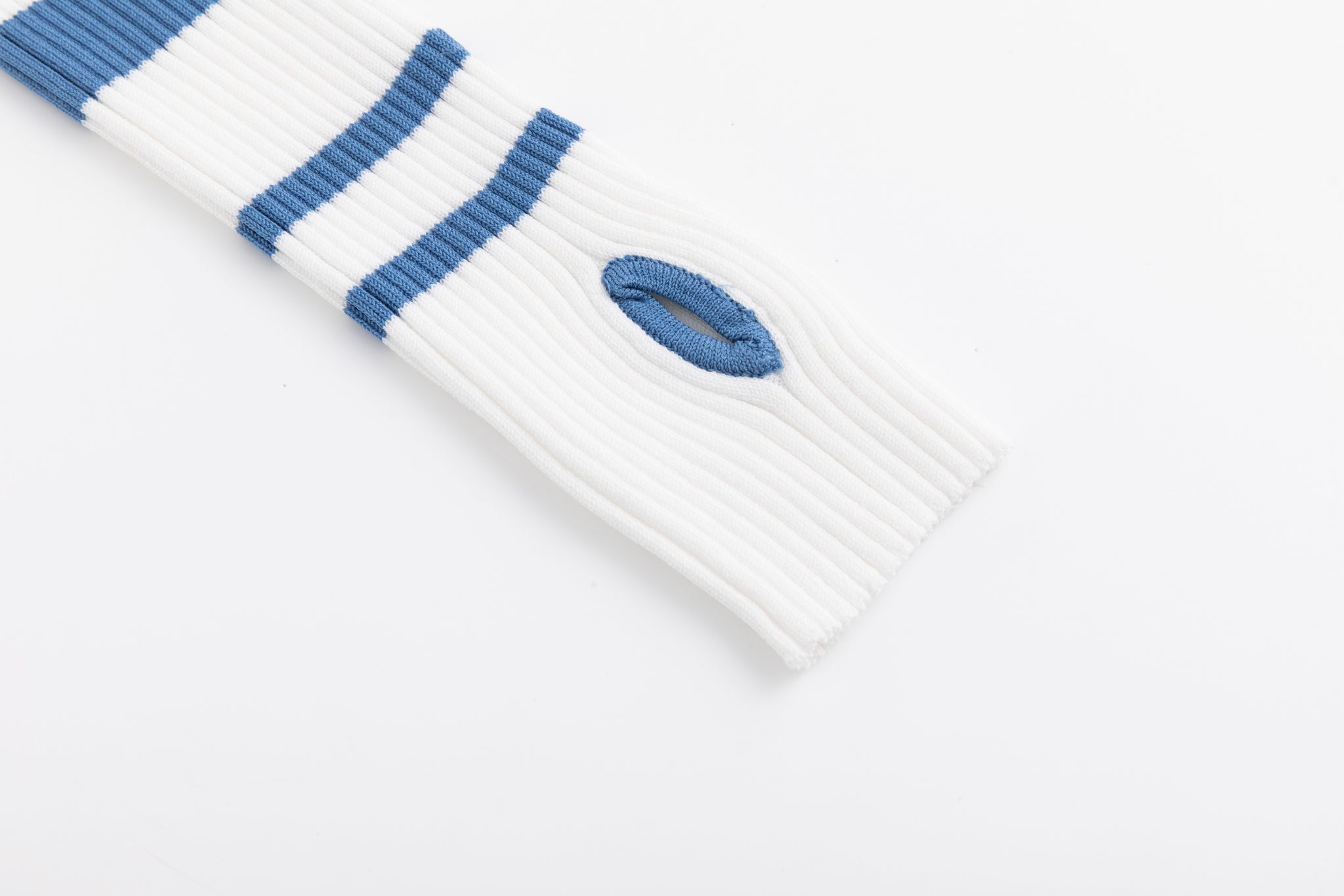 Blue And White Ribbed Knit Top