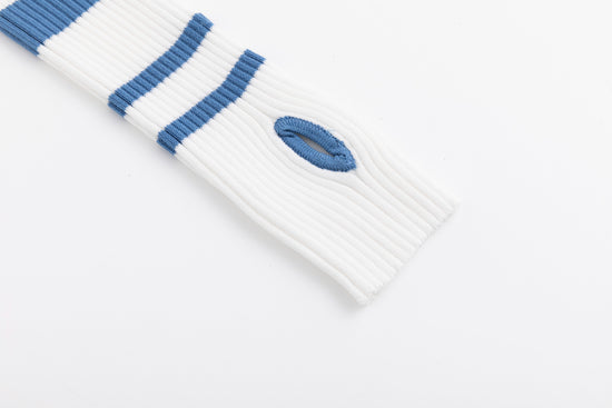 Blue And White Ribbed Knit Top
