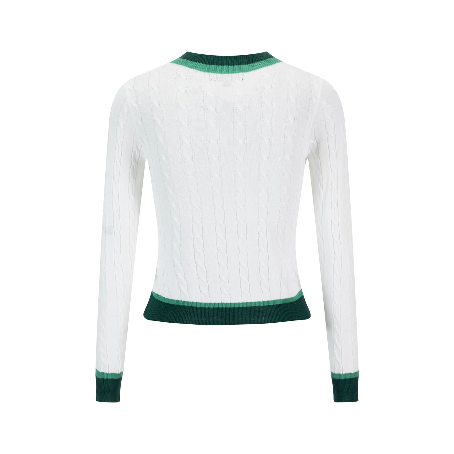 White And Green Cable Knit Top