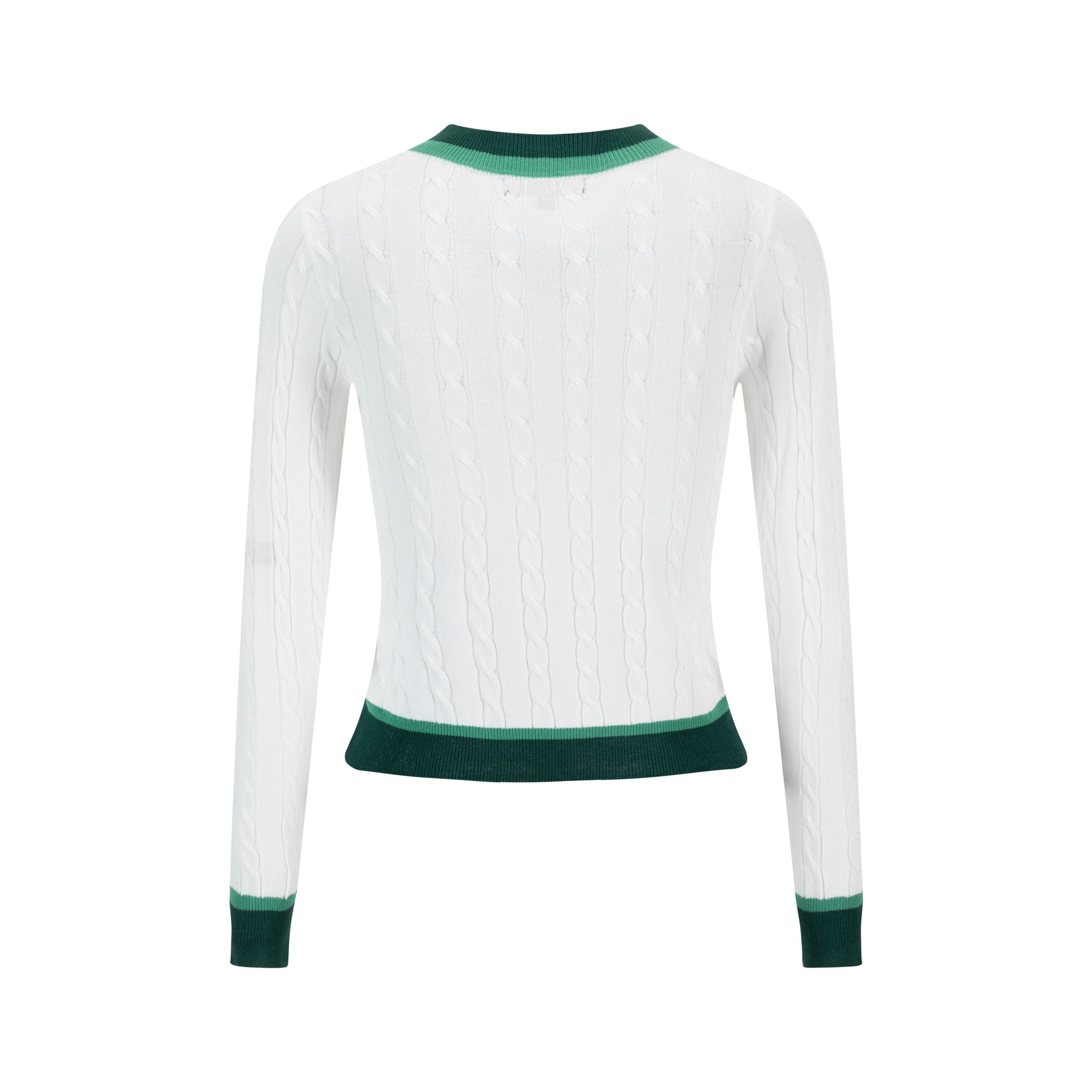 White And Green Cable Knit Top