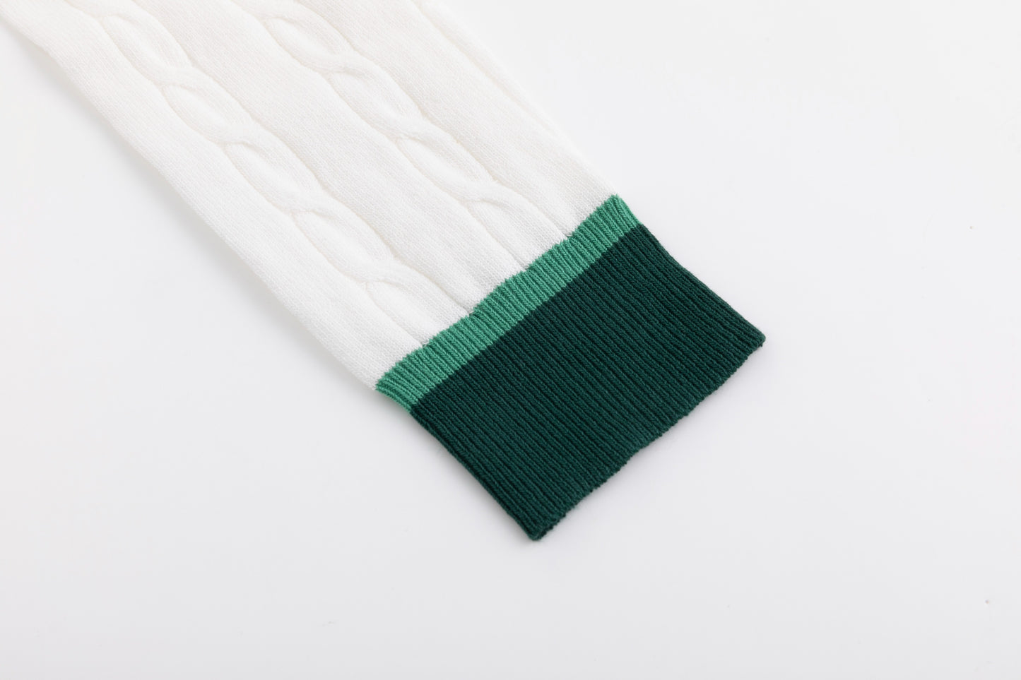 White And Green Cable Knit Top