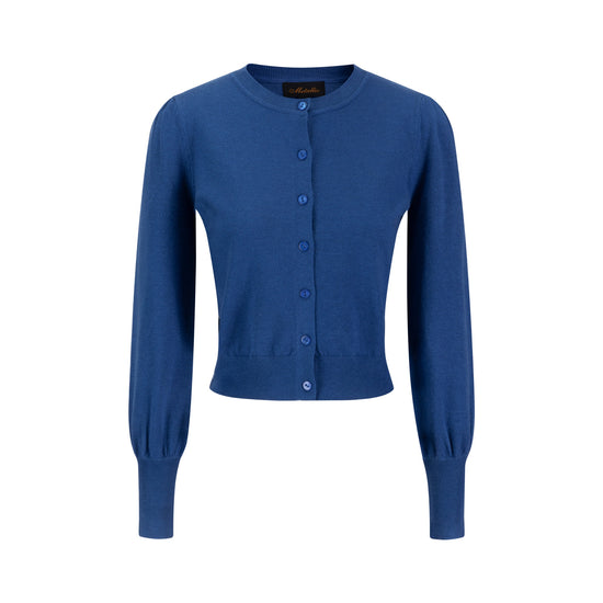 Bishop Sleeve Blue Knit Cardigan