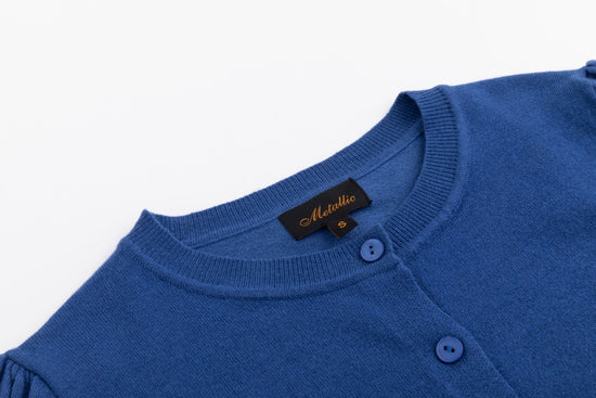 Bishop Sleeve Blue Knit Cardigan