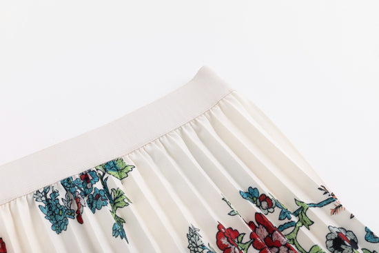 Printed Floral Pleated Skirt
