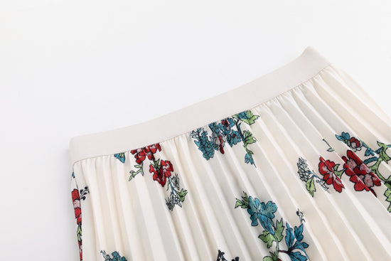 Printed Floral Pleated Skirt