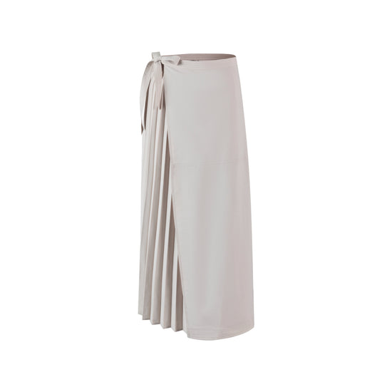 Tan Half Pleated Skirt