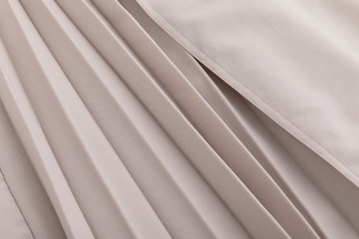 Tan Half Pleated Skirt