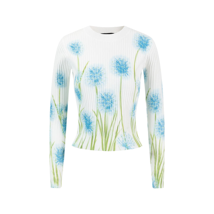 Knit Top With Blue Floral Print