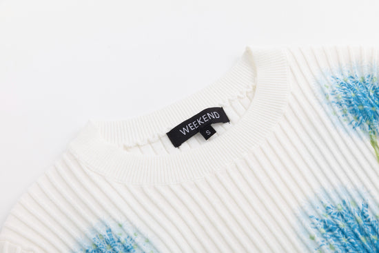 Knit Top With Blue Floral Print