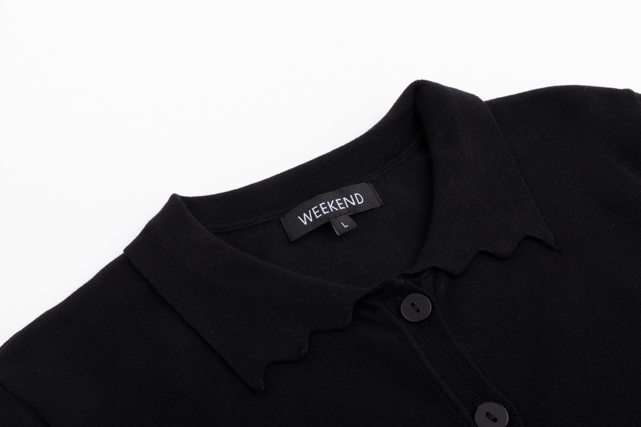 Knit Top With Scalloped Edges - Black