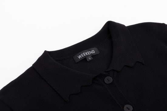 Knit Top With Scalloped Edges - Black