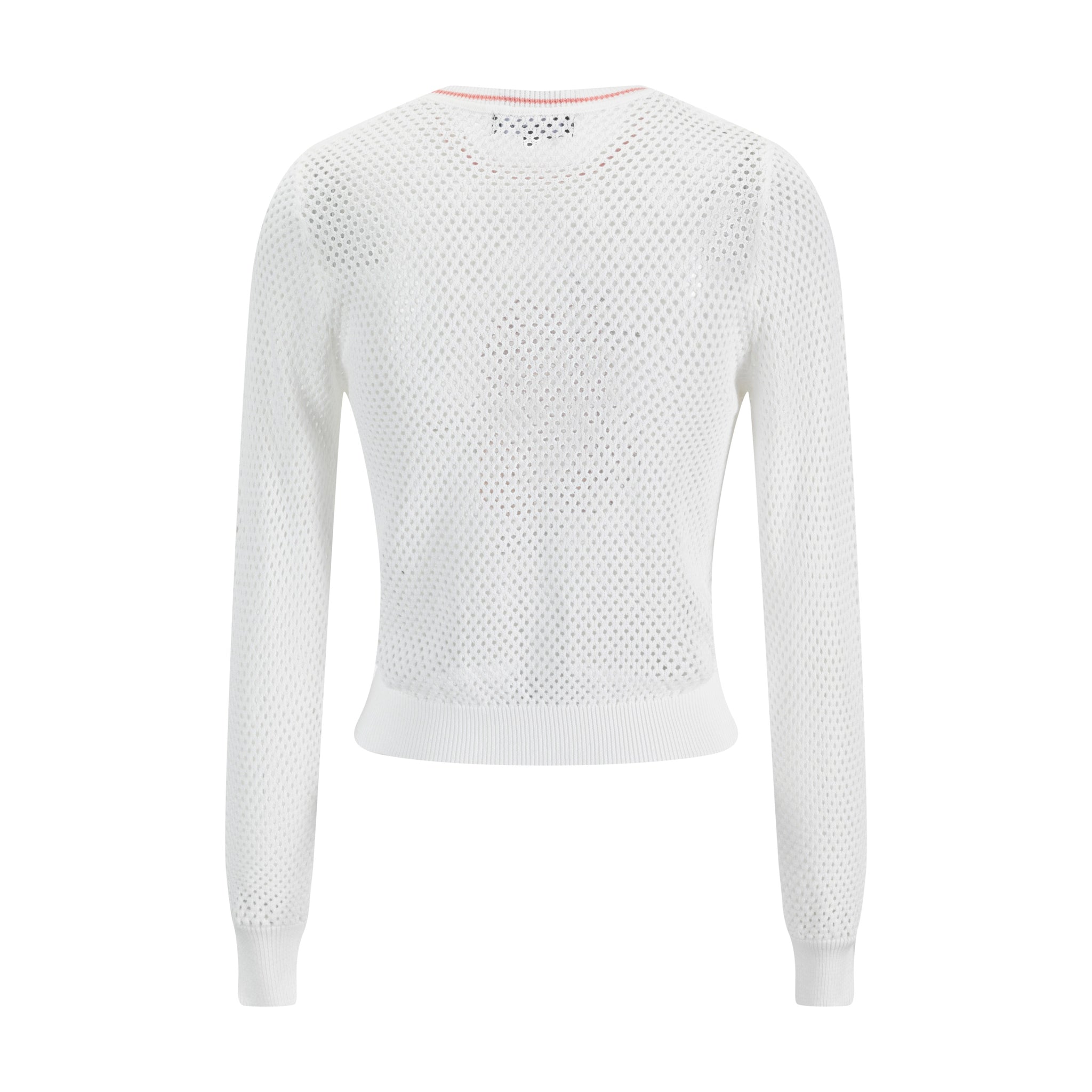 White Knit Top With Embroidered Flowers