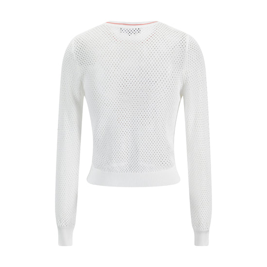 White Knit Top With Embroidered Flowers