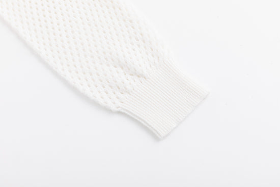 White Knit Top With Embroidered Flowers
