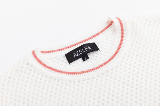 White Knit Top With Embroidered Flowers