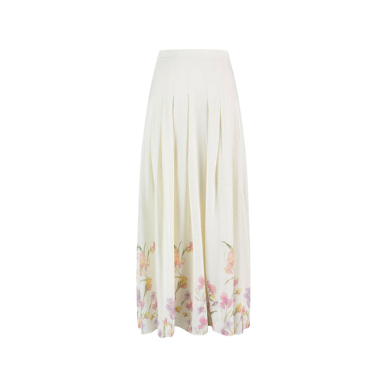 Pastel Floral Box Pleat Skirt