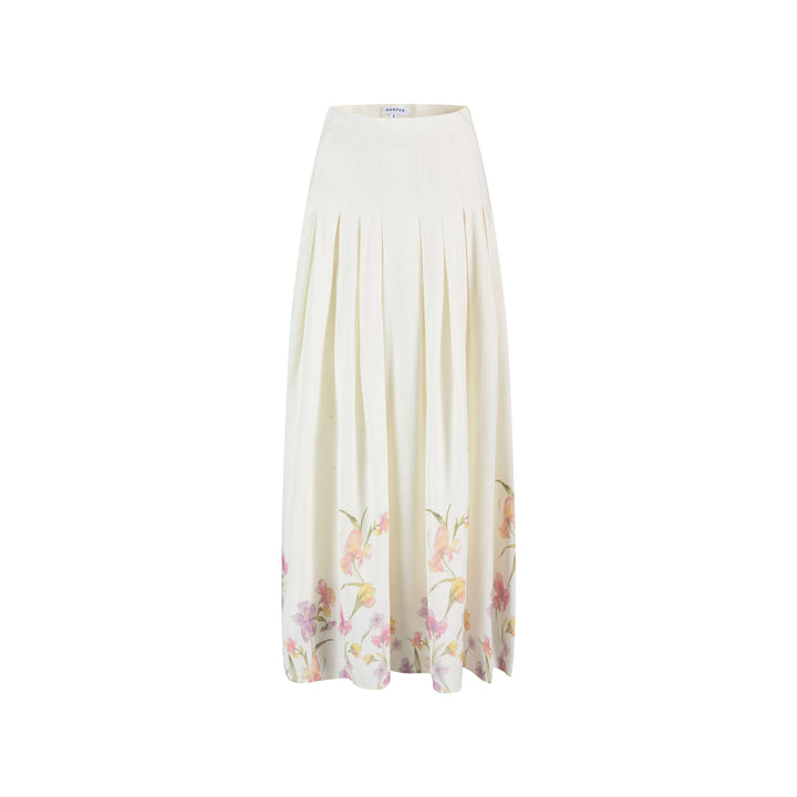 Pastel Floral Box Pleat Skirt