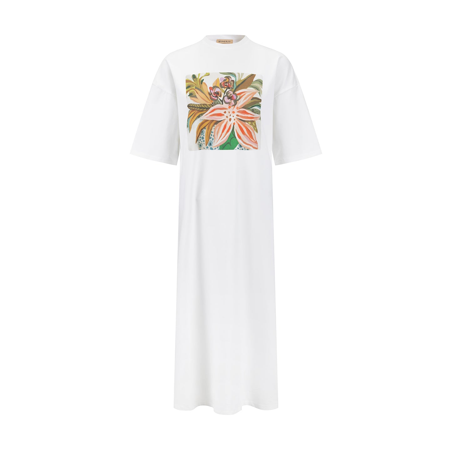 Graphic Box Tee Dress - Cream