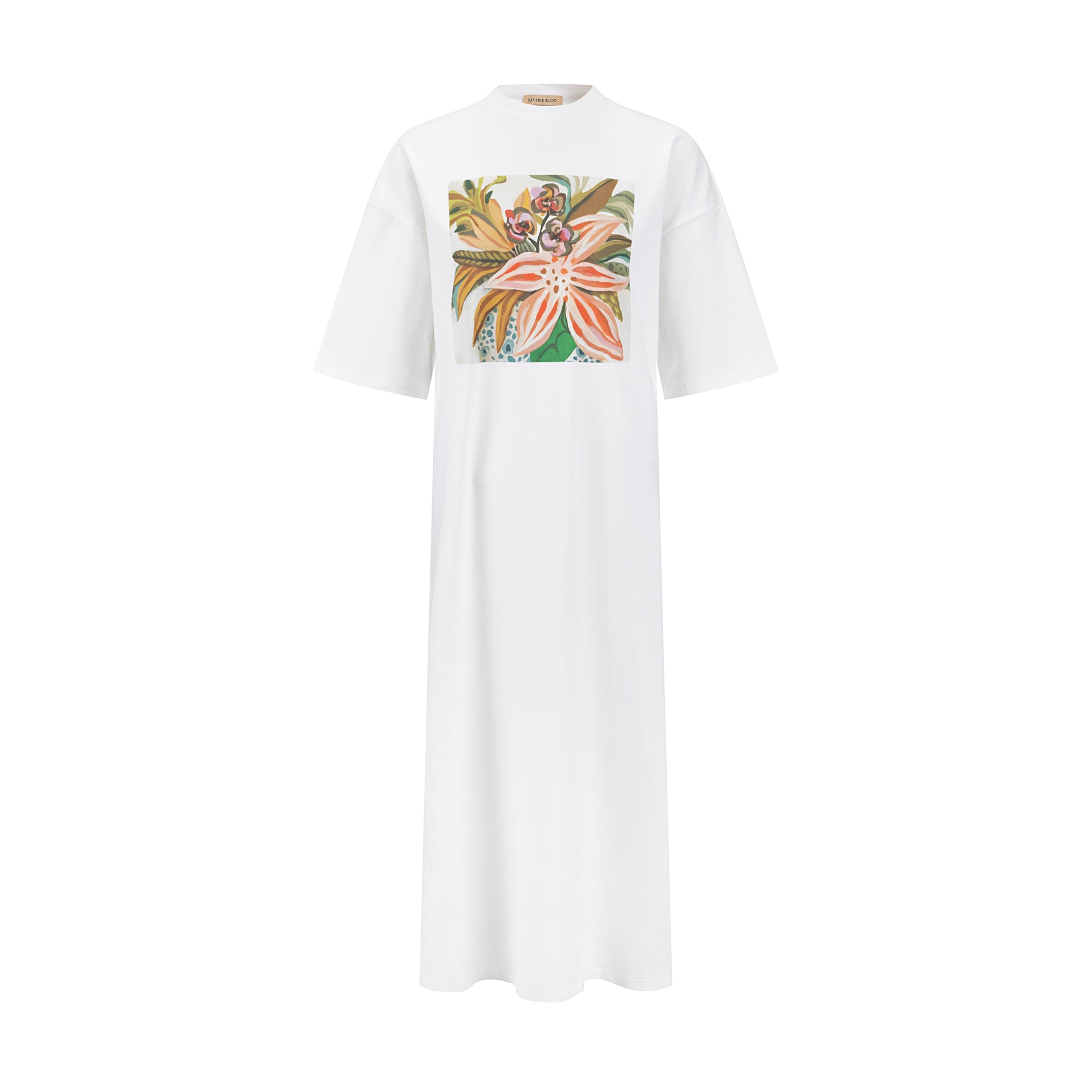 Graphic Box Tee Dress - Cream