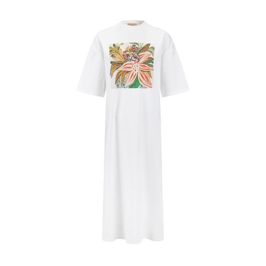 Graphic Box Tee Dress - Cream