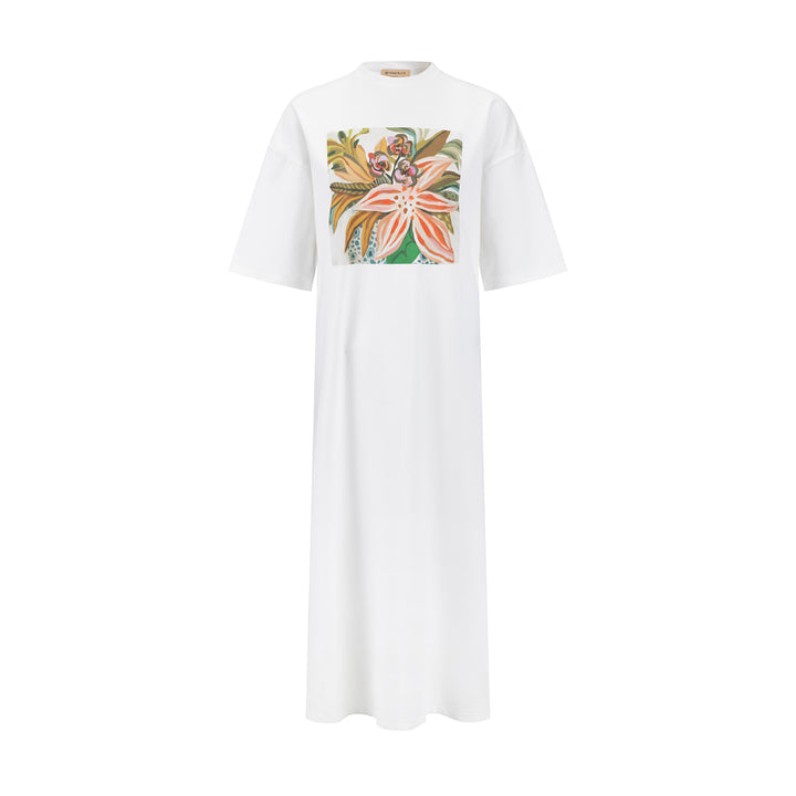 Graphic Box Tee Dress - Cream