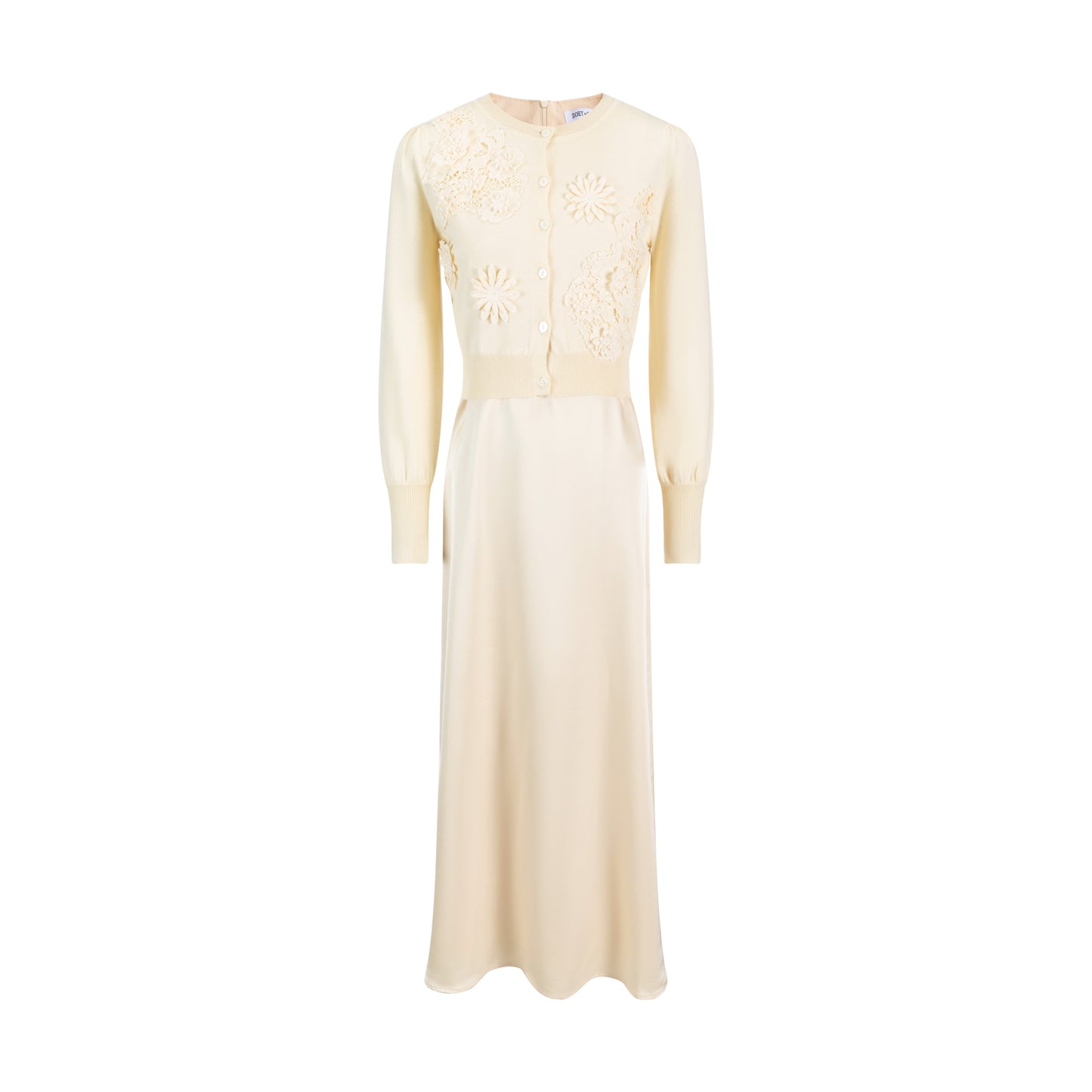 Slip Dress With Knit Cardigan - Pale Yellow