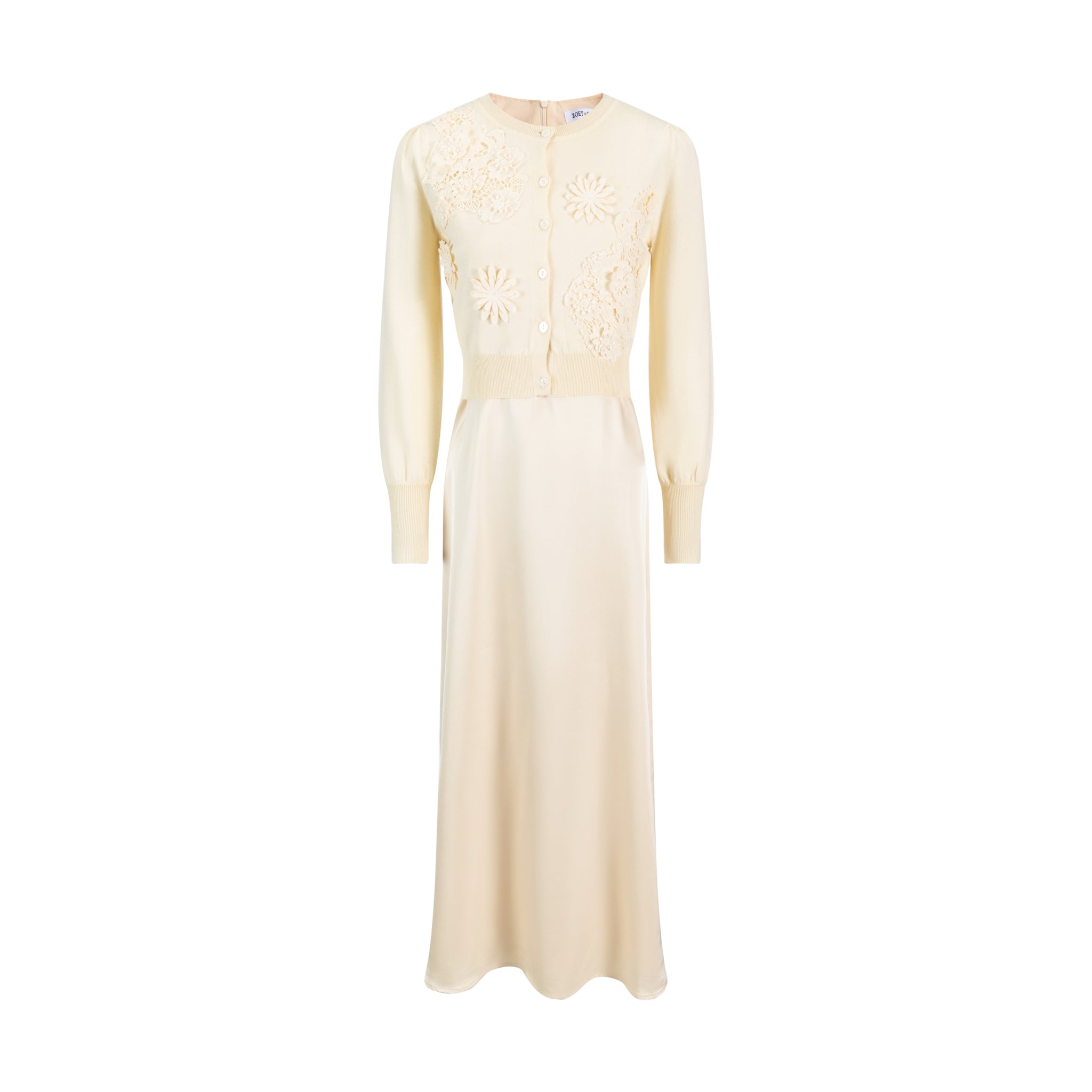Slip Dress With Knit Cardigan - Pale Yellow