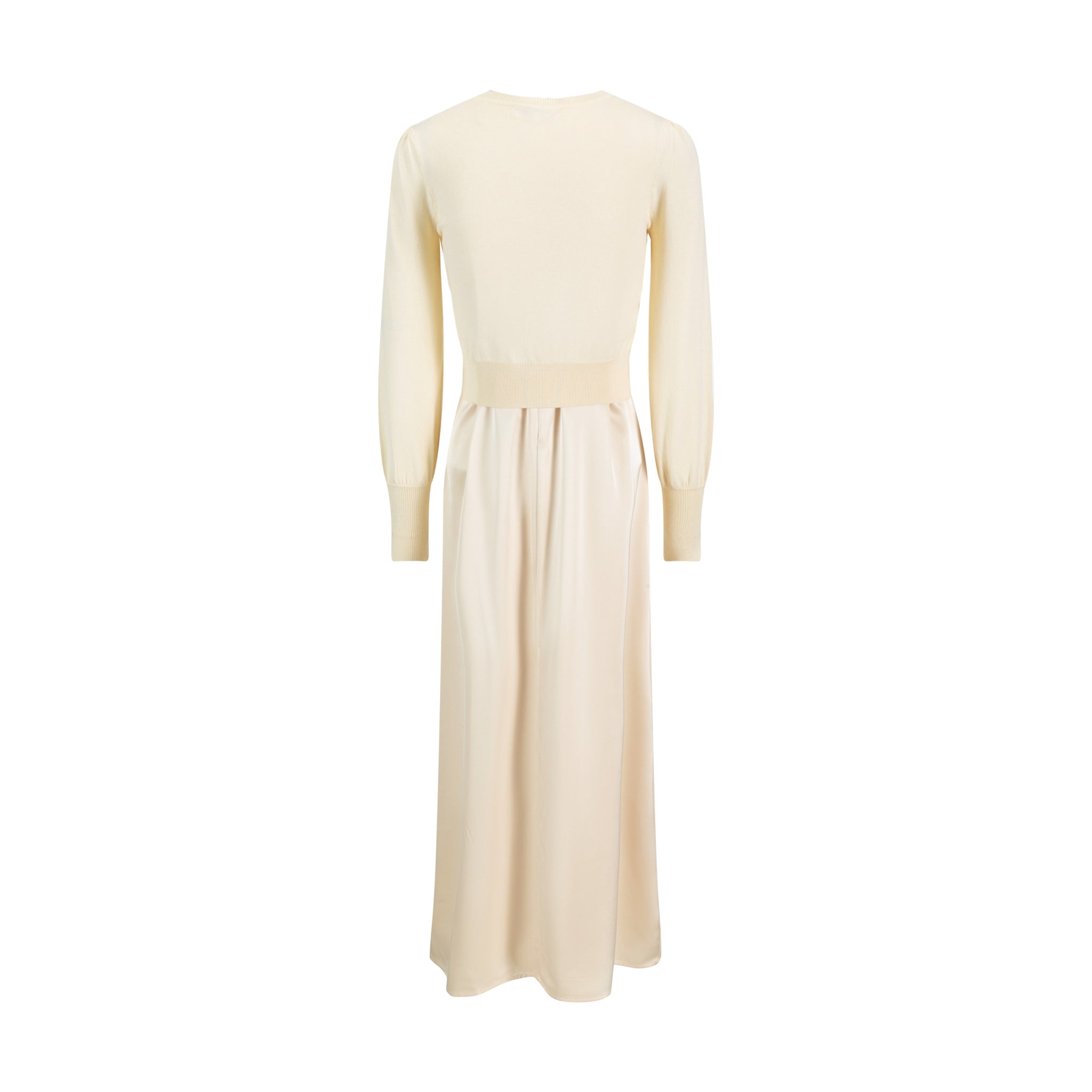 Slip Dress With Knit Cardigan - Pale Yellow