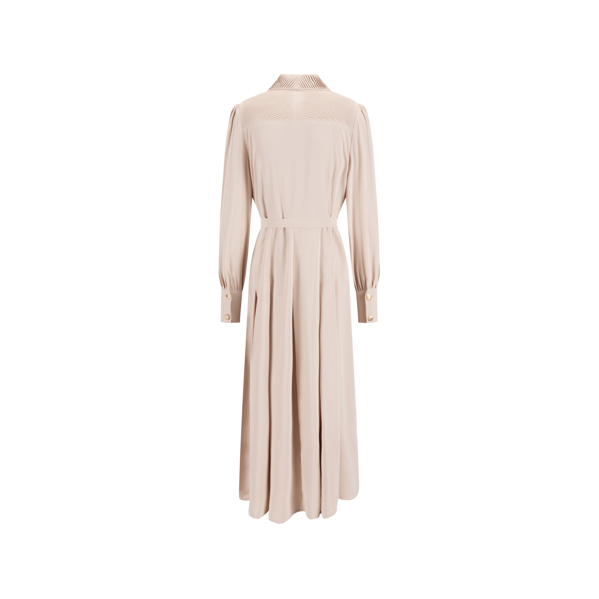 Pleated Dress With Details - Peach