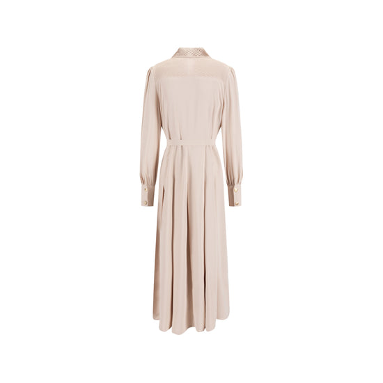 Pleated Dress With Details - Peach