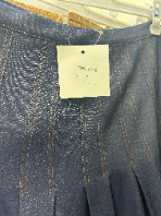 Dark Blue Denim Skirt With Brown Stitching