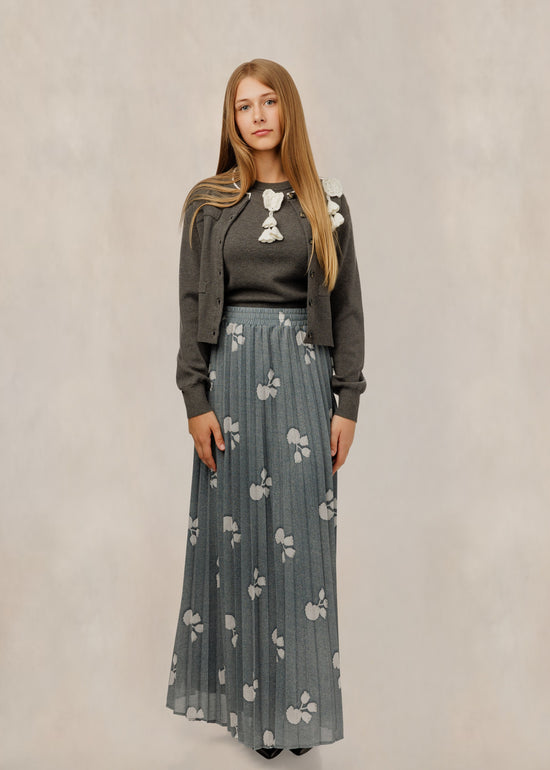 Dusty Sage Floral Accordion Skirt