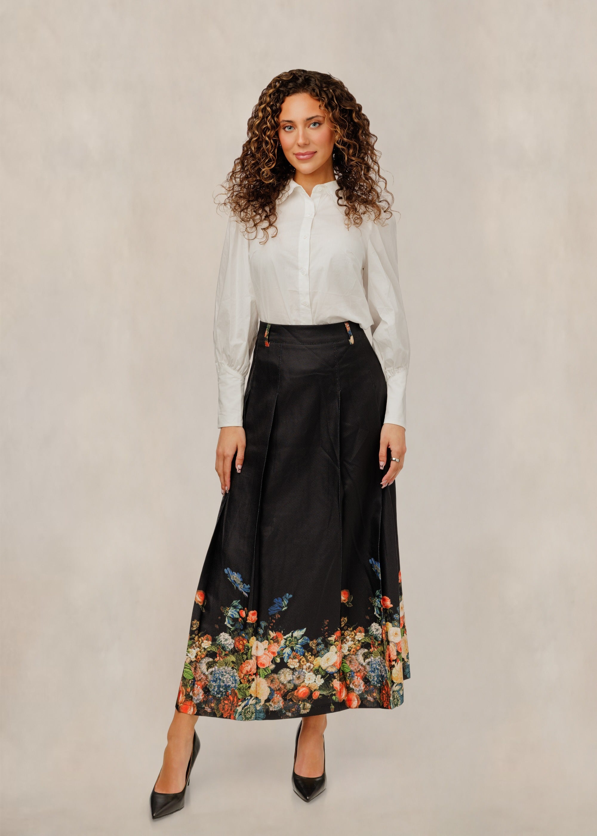 Scalloped Collar Button Down Blouse - White