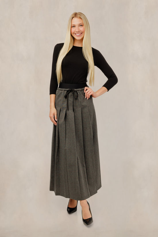 Charcoal Pleated Drawstring Skirt
