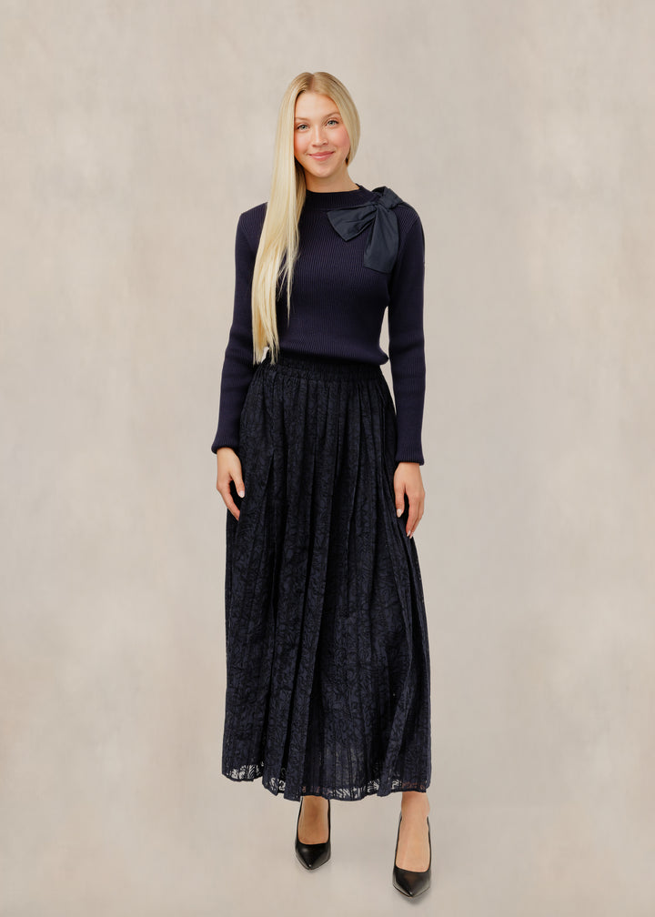 Blue Floral Pattern Skirt