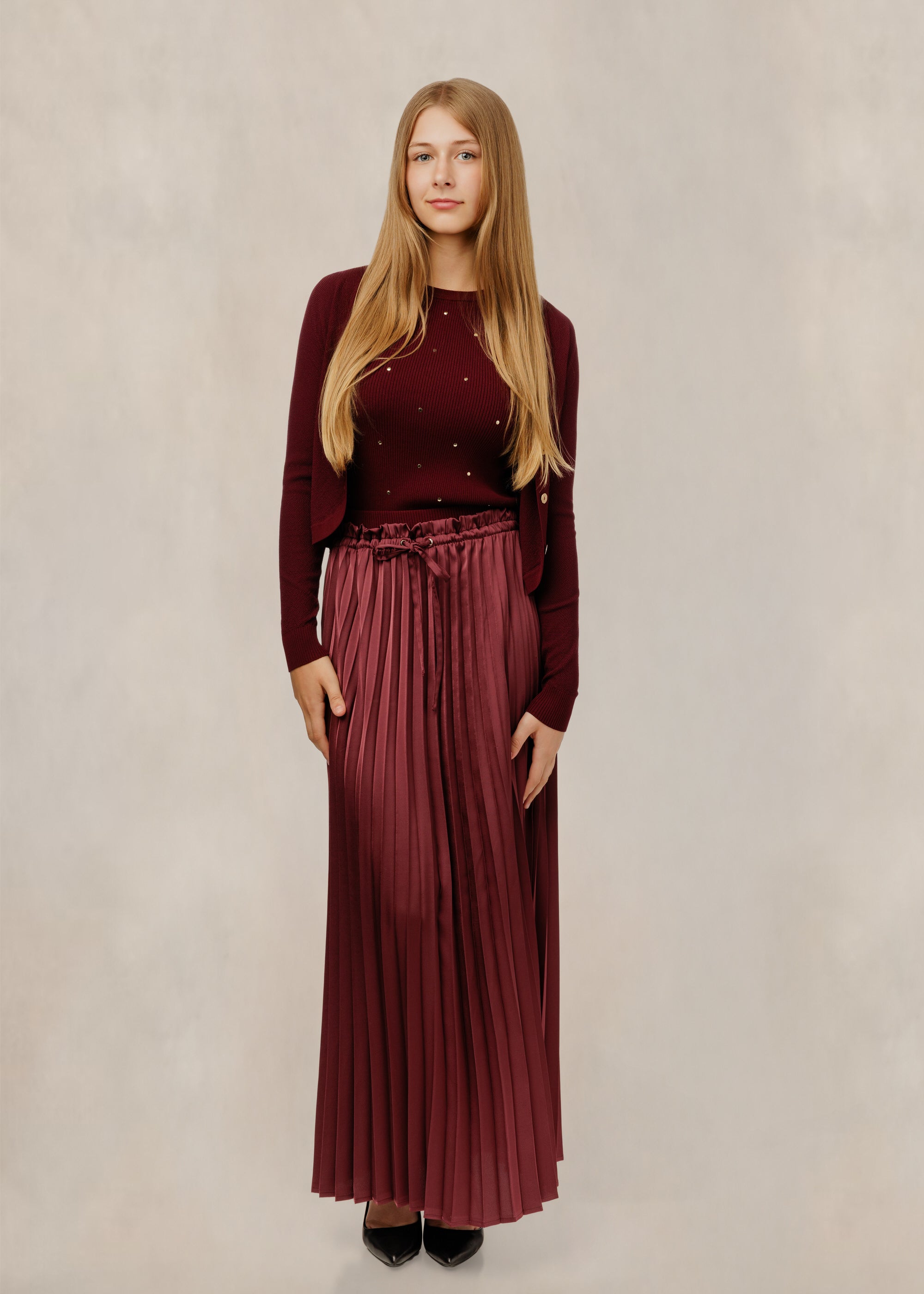 Burgundy Studded Twin Set