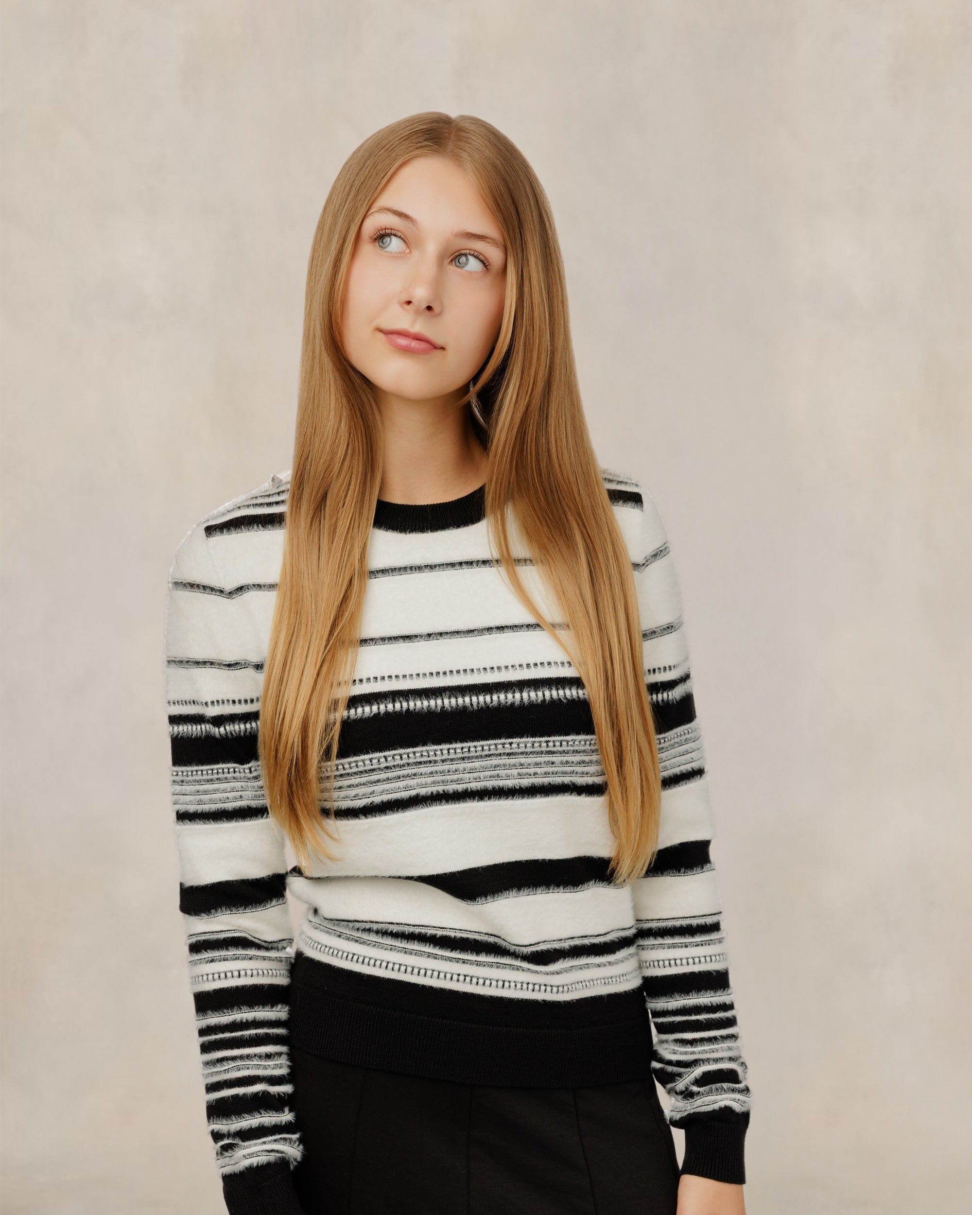 Fuzzy Mixed Stripe Sweater