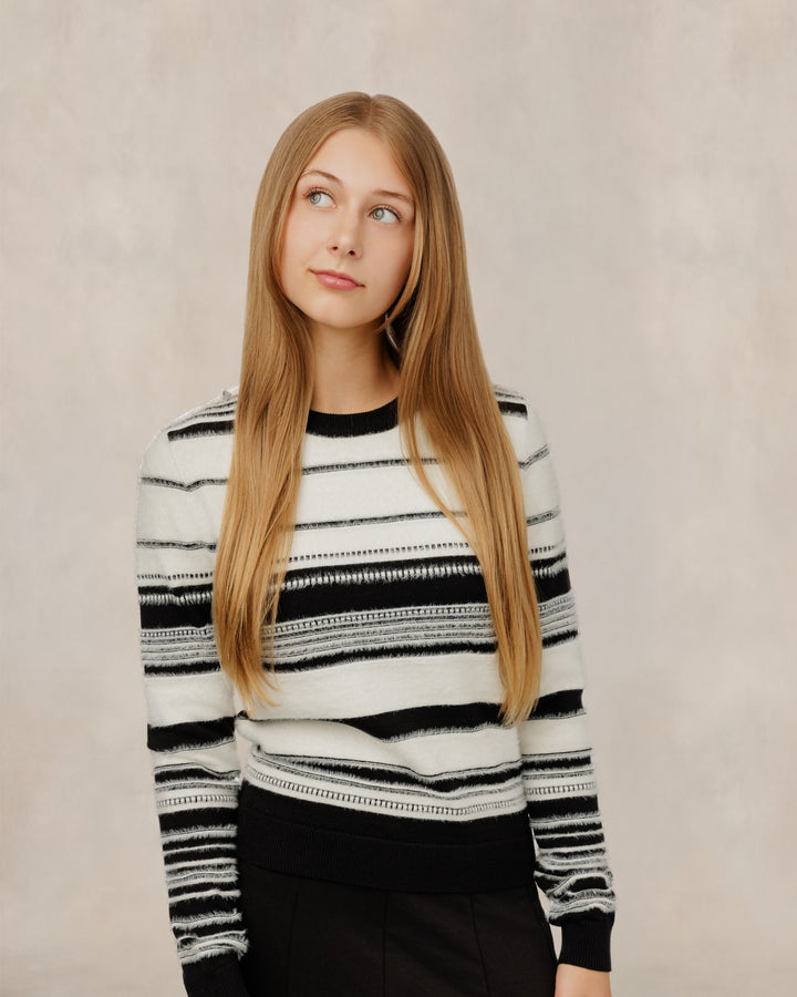 Fuzzy Mixed Stripe Sweater