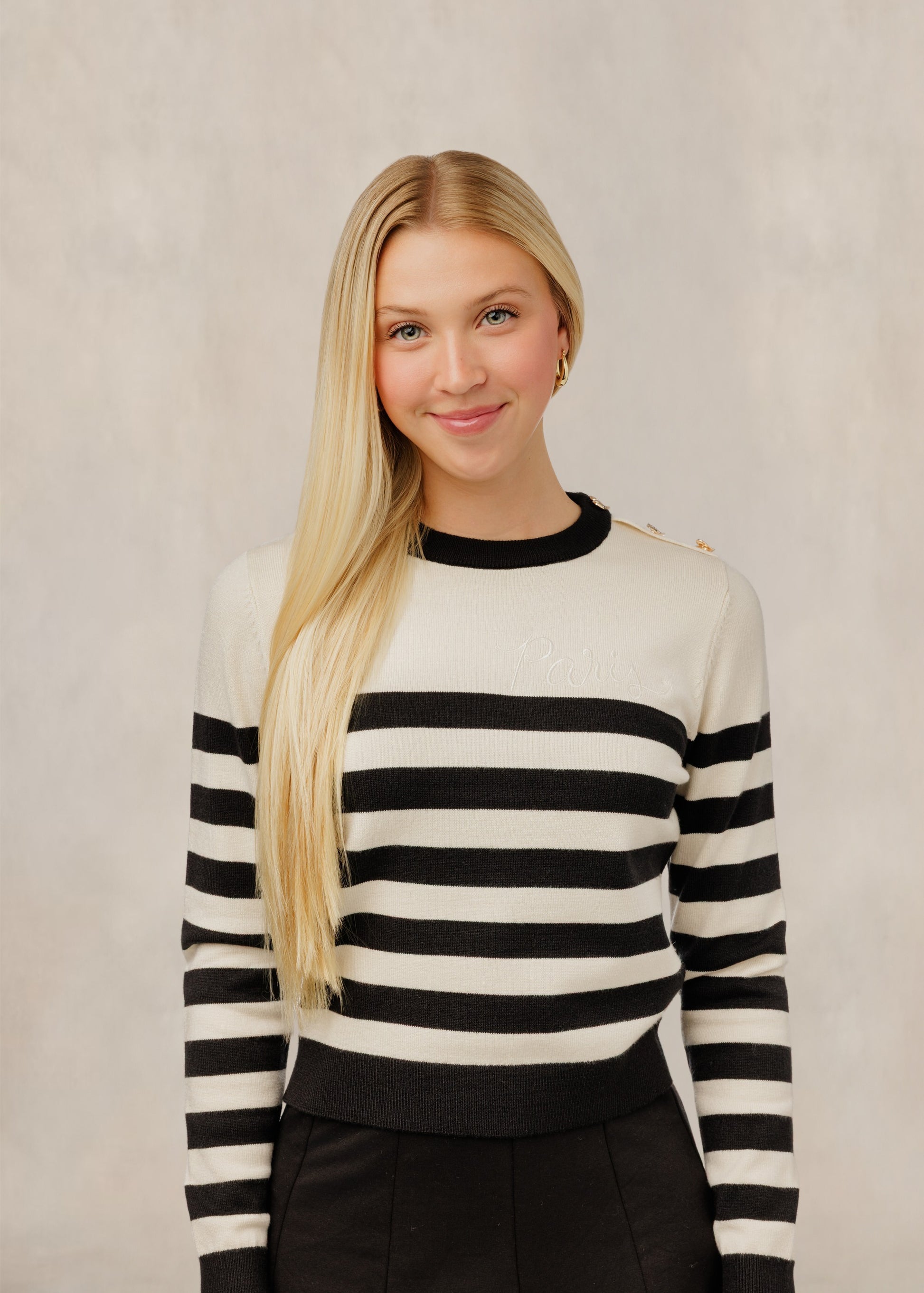 Black & Ivory Striped Knit Top