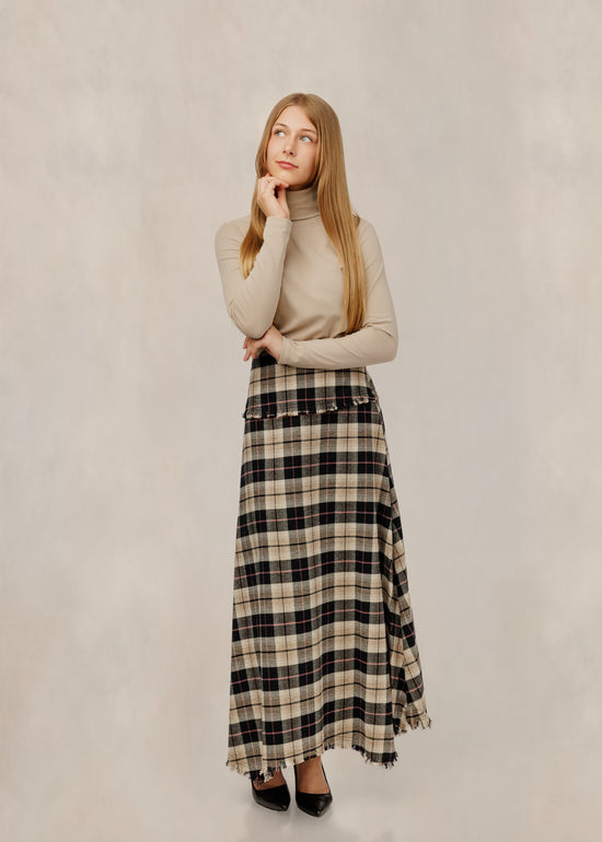 Tan/Navy Plaid Skirt