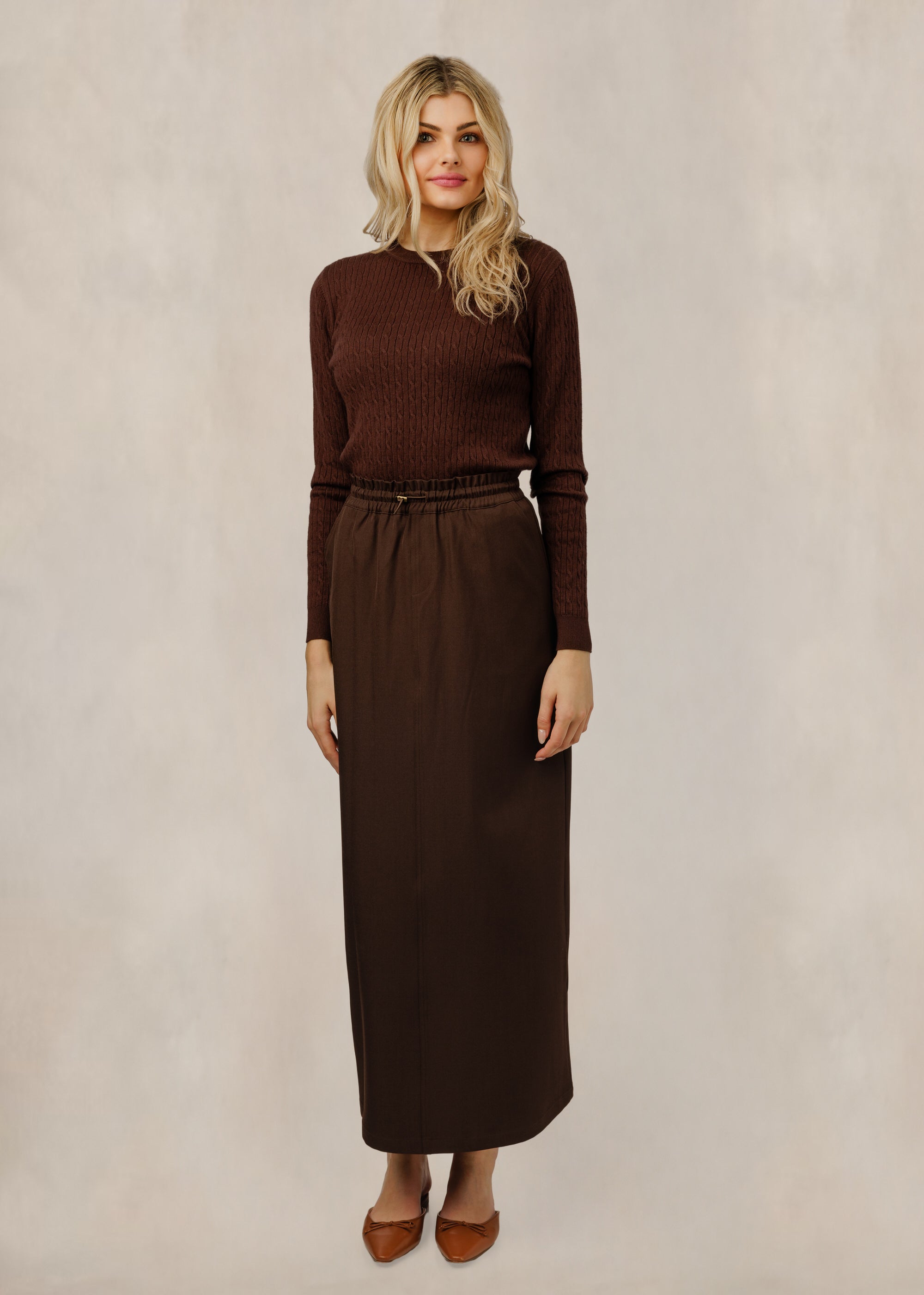 Cable Knit Top - Chocolate Brown