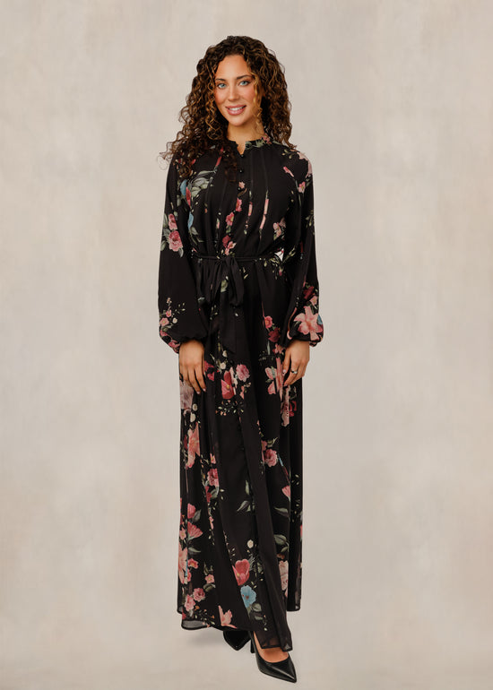 Floral Printed Dress - Black - SHM007D-A