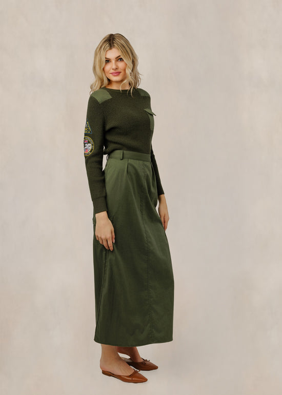 Dark Green Structured Skirt
