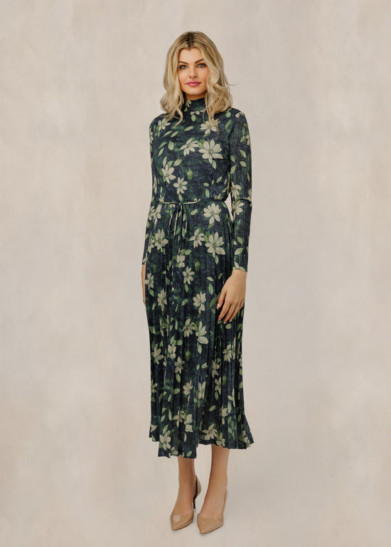 Floral Printed Dress - Black/Green